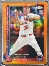 2025 Topps Chrome Michael McGreevy Orange Refractor RC /25 #25/25 Cardinals 🔥 