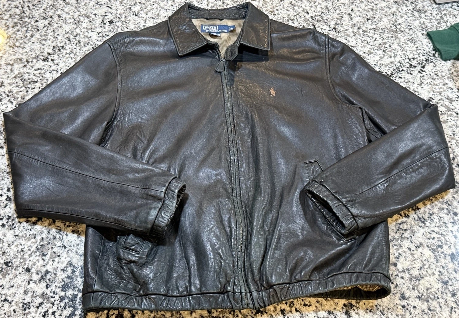 Vintage Polo Ralph Lauren 100% Leather Jacket Men’s Sz M Black Buttery Soft image 1