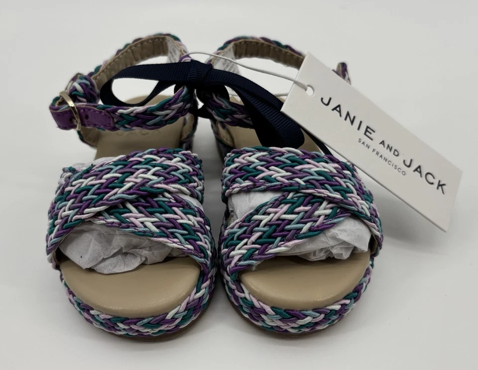 Janie And Jack Niñas 4,5 Tallulah Lavanda Trenzado Alpargata Hebilla Sandalias Foto 3 de 4