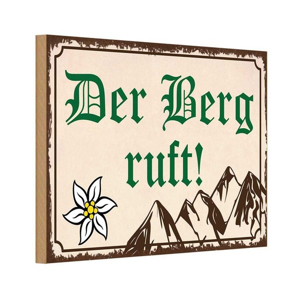 Holzschild 12X18 Cm Der Berg Ruft Outdoor Camping Deko Geschenk Holz Schild-image