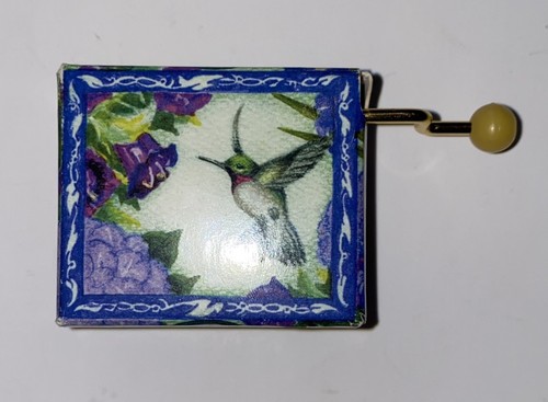 Vintage Hand-Cranked Music Box - Blue Hummingbird 