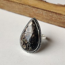 Turritella Agate Gemstone Ring 925 Sterling Silver Wedding Gift Ring BT1146