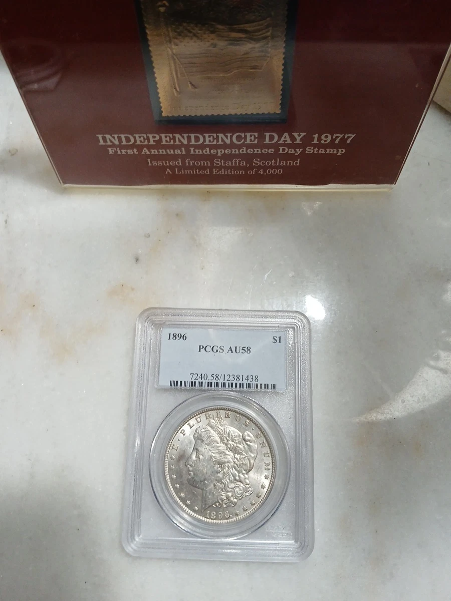 PCGS Certified AU 58 Graded 1896 Year Morgan US Dollars (1878-1921