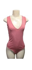 GUESS Women's Katrina Pink Lace Trim Sleeveless Bodysuit Size M