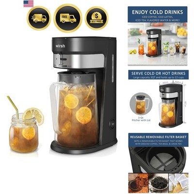 Iced Tea Maker with 3QT Pitcher, Iced Coffee Maker with Strength Control and ...