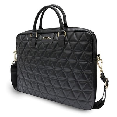 Guess Notebook Tasche Laptop Bag Tablet 15'' Computer Quilted Metal Logo black