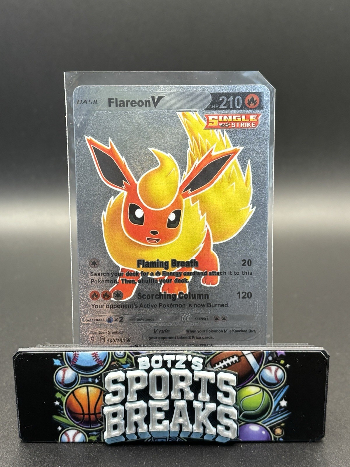 2021 Pokemon Flareon V Silver Foil HP210 Single Strike 169/203