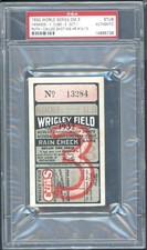 1932 WORLD SERIES GAME 3 “BABE RUTH CALLED SHOT” TICKET RUTH 2HRS/GEHRIG 2HR PSA