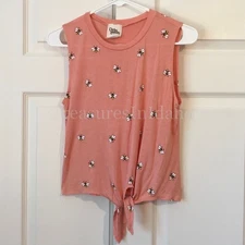 Dirtee Laundry Brand Peach w/ Bees Sleeveless Top, Juniors size XS