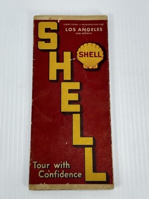 Vintage Shell Oil Company Street Map of Los Angeles & Vicinity California 1930s