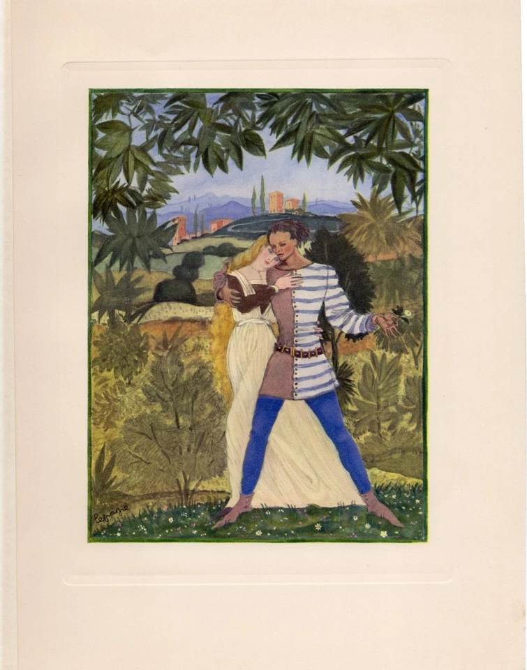 1937 Georges LEPAPE  2 Gravures sur cuivre lac de Come italia Art Déco - Photo 2/3