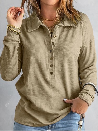 Womens Buttons Tops Blouse Spring Ladies T Shirt Long Sleeve Valentine's Gift - Picture 11 of 12