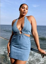 NWT Show Me Your Mumu Oslo O Ring Blue Dress Coastal Cowgirl Festival Boho XXL