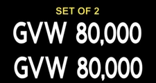 Set Of 2 GVW 80,000 SemiTruck Box USDOT Gross Vehicle Weight Vinyl Decal Sticker