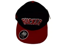 Stall & Dean Mens Rucker Basketball Black & Red Fitted Hat Cap NWT 7 1/4, 7 1/2