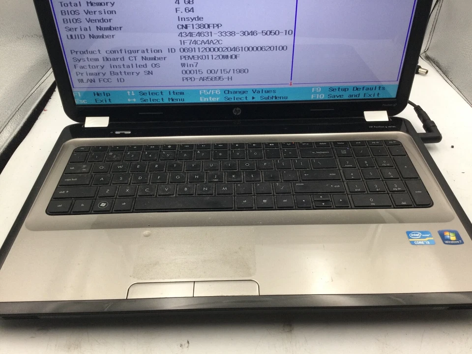 HP PAVILION G7 - BOOTS TO BIOS - INTEL I3 2330M - 4GB RAM - READ DESCRIPTION -BB - Image 3 of 4