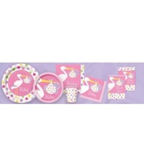 Baby Shower Stork Girl Party Supplies Napkins-Cups-Banner-Thank You  s YOU CHOOSE