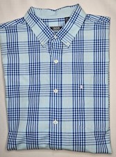 Mens Izod Premium Essentials Long Sleeve Plaid Button Front Shirt Size XL EUC
