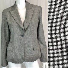  398 Elie Tahari Women's 10 Gray Wool 1 Button Blazer Jacket Suit Coat Medium