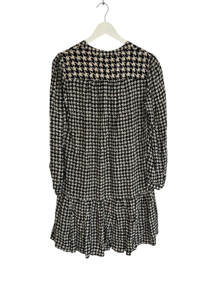 Anthropologie Maeve Black White Houndstooth Mini Dress Frill Designer Size XS 8 - Image 2 of 4
