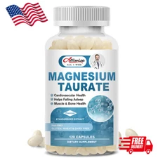 120Pcs Magnesium Taurate Capsules Support Cardiovascular Health Stress Relief