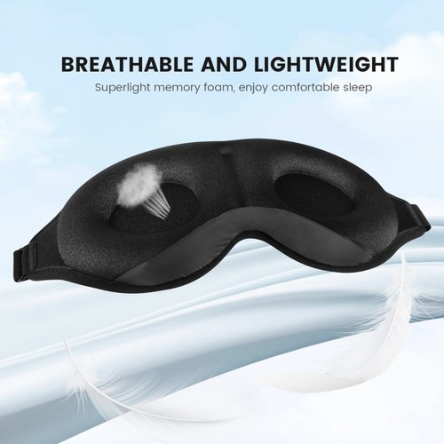 Sleep Mask 3D Deep Contoured Soft Breathable w/ Adjustable Strap Lot of 3 - Picture 4 of 9