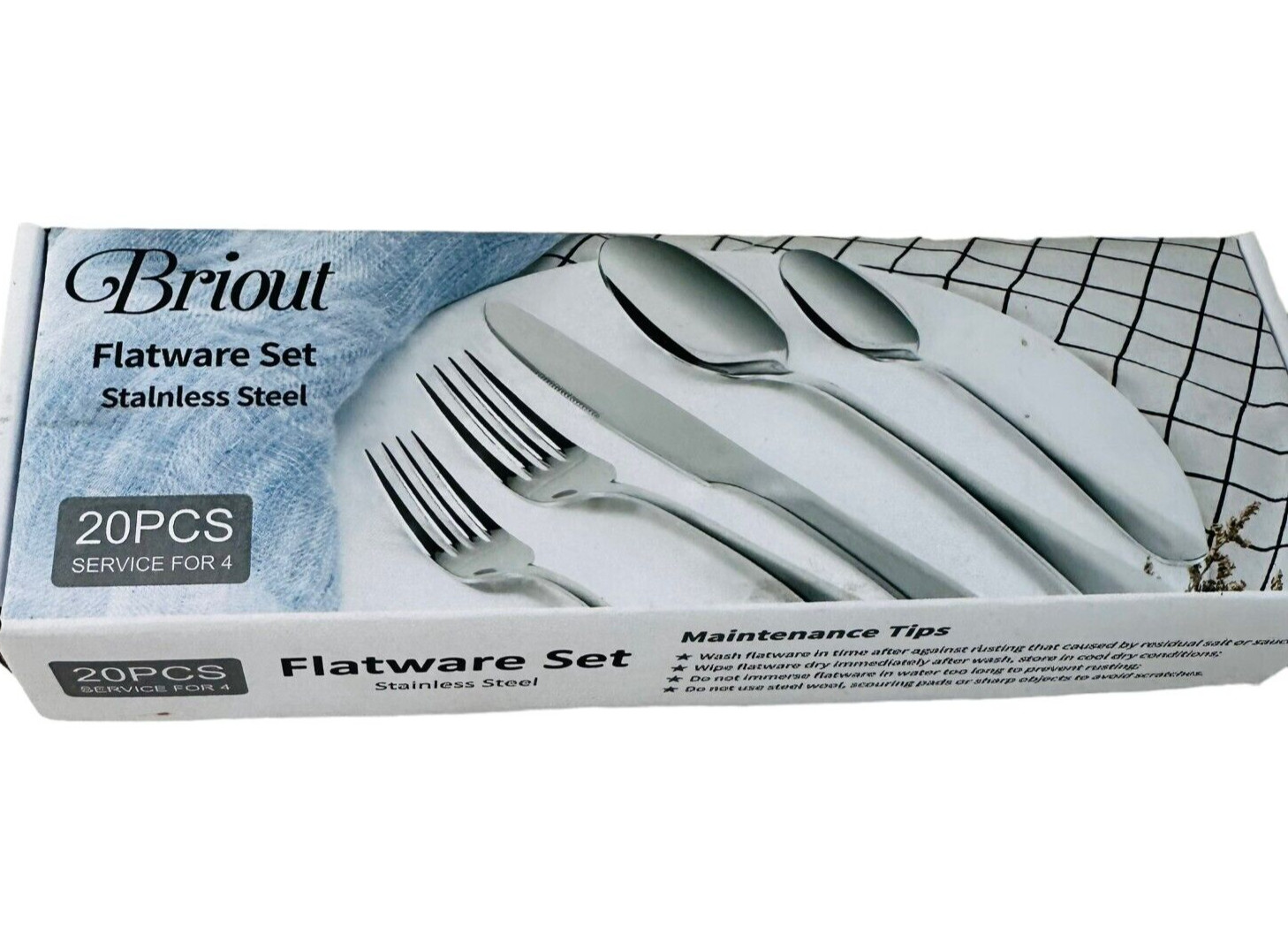 Silverware Set, Briout Flatware Set Service for 4 Stainless Steel Cutlery Set 20