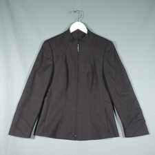 Escada Jacket Blazer Womens 36 Grey Wool Blend Stripe Zip Up Smart Casual Top