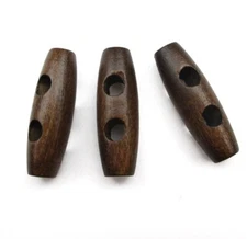 50 Pcs 30x10mm Brown 2-Hole Wood Toggle Buttons for Scrapbooking Sewing