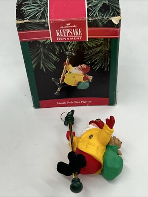Hallmark Keepsake 1992 North Pole Fire Fighter Ornament In Original Box H4