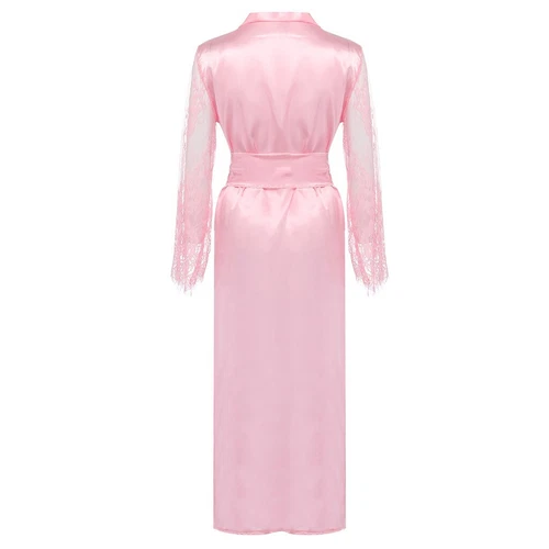 Damen Satin Lang Nachthemd Seide Spitze Dessous Nachthemd Nachtwäsche Sexy Morgenmantel - Bild 18 von 30