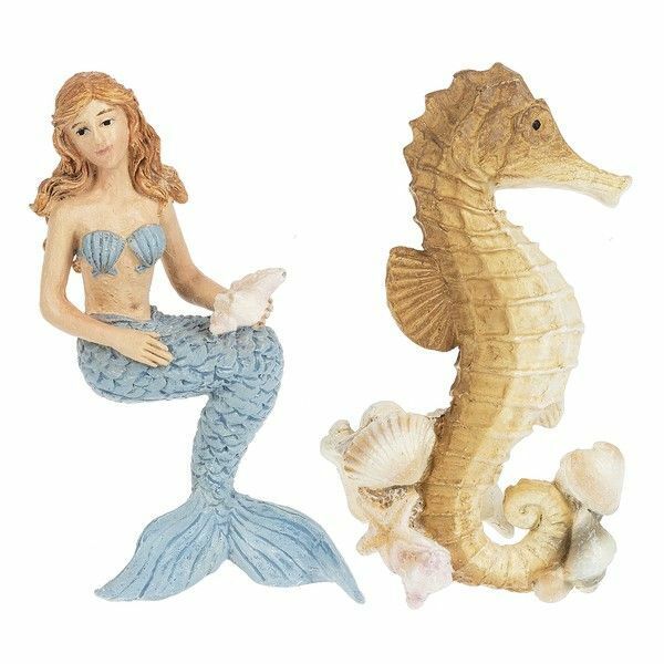 Miniature Fairy Garden Mermaid 特価ブランド & Seahorse Sitters Pot 2 - Set お歳暮 of