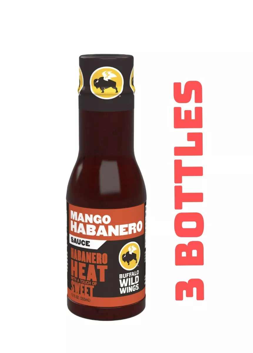 3 Bottles Buffalo Wild Wings MANGO HABANERO Sauce 12 oz per Bottle