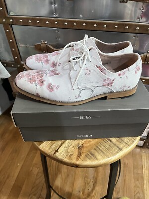 Stacy Adams Dandy White Floral Pattern US 8 Oxfords Casual Artsy