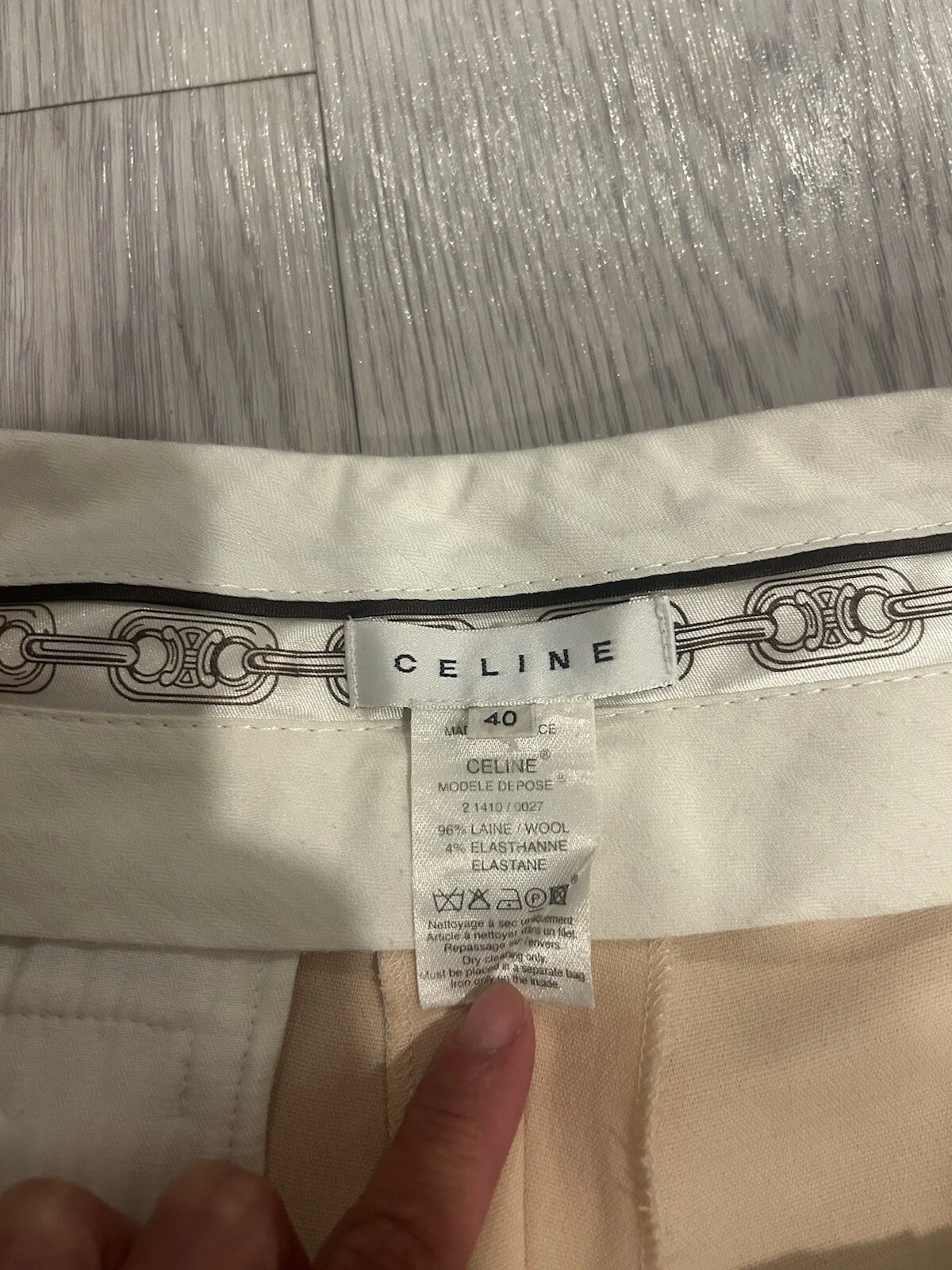 Pantalone Celine gamba dritta blush rosa taglia 40 US8 misto lana