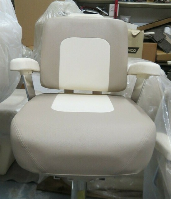 GRADY WHITE PREMIERE LADDERBACK HELM SEAT w/ 2 TONE CUSHIONS, SLIDE