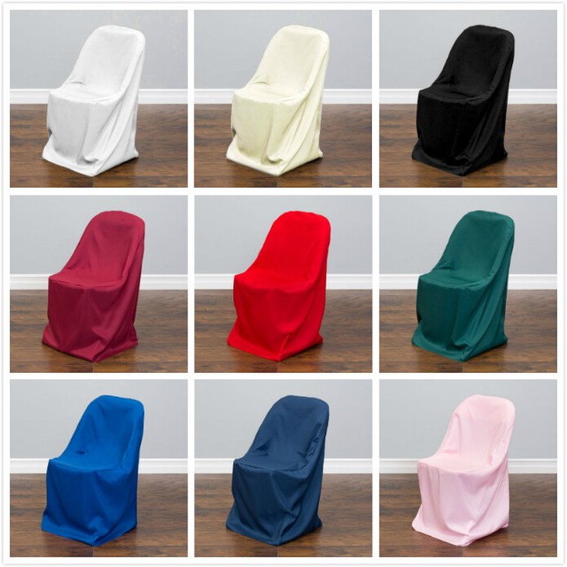 1/10/60/100/120 PK Polyester Folding Chair Cover, Wedding Event Banquet