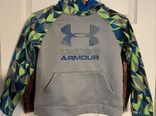 2 Boys Under Armour Cold Gear Blue Orange Hooded Sweatshirt Size Loose YSM