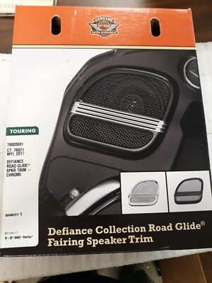Harley Defiance Road Glide Chrome Speaker Grilles Trim 76000691