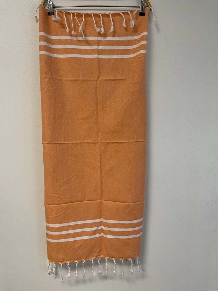 Toalla Turca Algodón Pequeña Naranja Playa Hammam Peshtemal Sauna Ligera N91 Foto 3 de 3