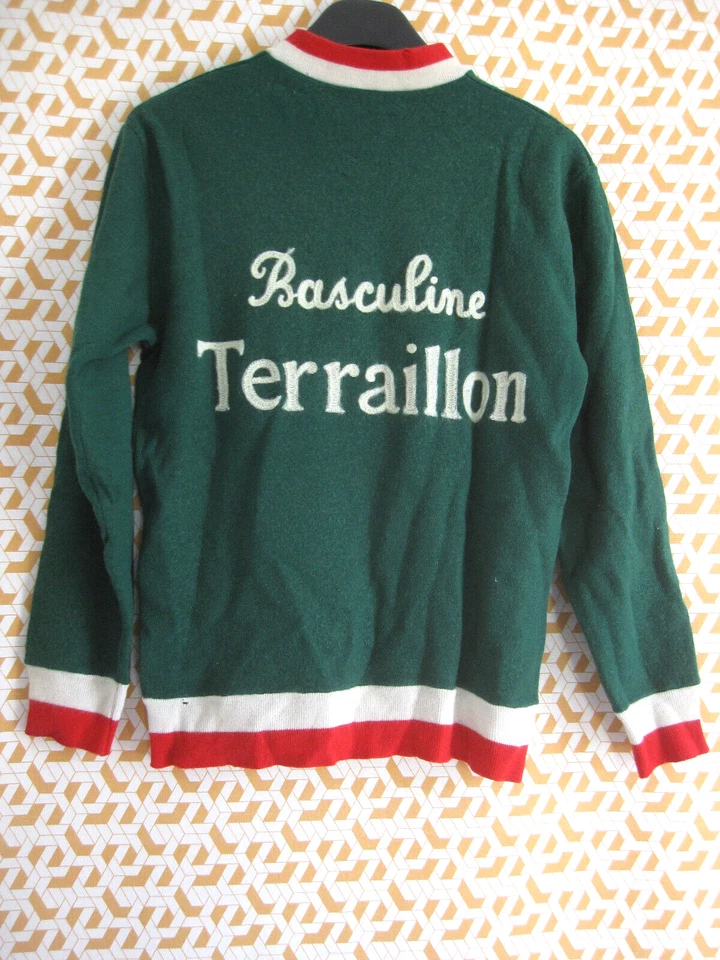 Maillot Cycliste Basculine Terraillon 70'S laine et Acrylique Jersey Homme - S - Photo 2/4