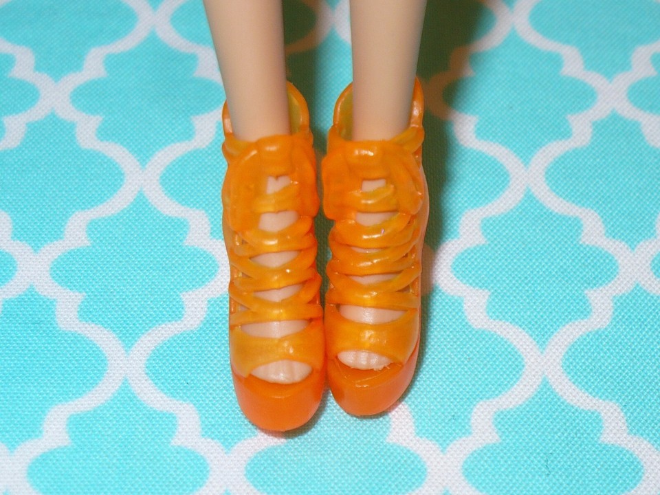 Barbie Doll Shoes Fashionistas Fashion Fever JELLY ORANGE LACE UP