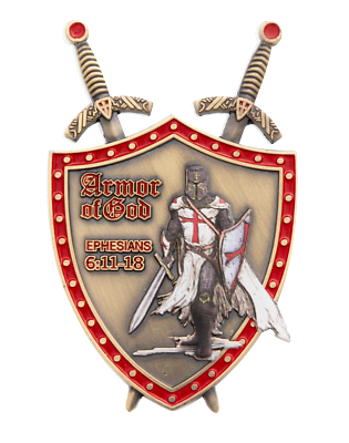 BHealthLife Templer Herausforderungsmünze – Rüstung Gottes, Rotes Kreuz, 4 Cm, Religiöses Sammlerstück