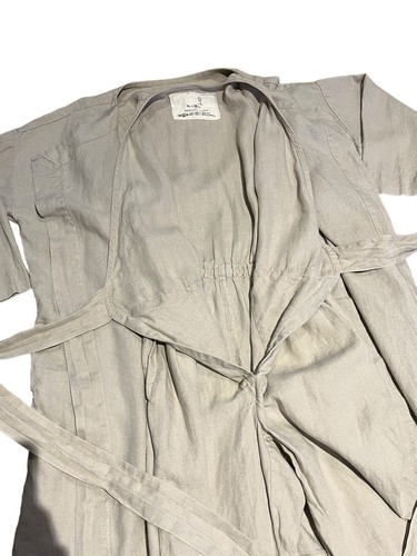 Not Perfect Linen BEIGE Tie Wrap Waist Jumpsuit Robe Set Women’s Size XS - Picture 2 of 11