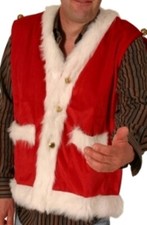 Santa Waistcoat with Bells - Father Christmas Fancy Dress Costume - Fine Plush