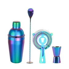 Luxury Cocktail Shaker Set 4pc Bartender Bar Tools Stainless Steel Home & Pro...
