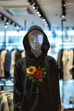 Tropical Hibiscus Flower Hoodie Red  Yellow Floral Print Sweatshirt Unisex