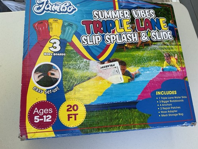 #ad #ad JAMBO Triple Lane Slip Splash and Slide for Backyards with 3 Bodyboards Water $41.99
