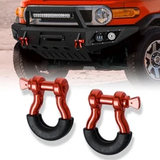 2 pcs 3/4" Red & Black D Ring Shackle w 7/8" Screw Pin 57,000Ibs Break Strength