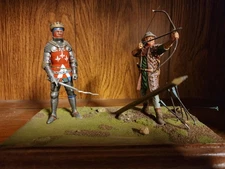 Vintage 1977 Professionally Painted Lead Knight and Soldier with Bow and Arrow